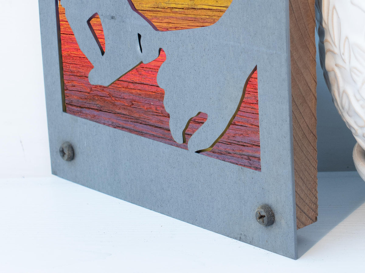 Holding Hands Metal Wall Art on Reclaimed Wood, Couples Sign, Anniversary Gift, 5.5 Inch Square Steel Sign, Love Wall Art, Wedding Gift