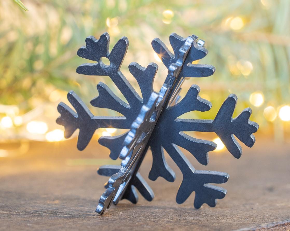 3D Metal Snowflake Ornament: Winter Holiday Decor