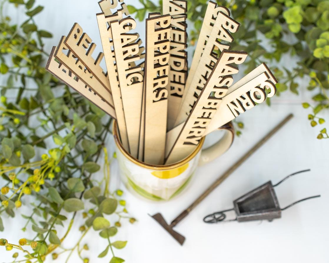 Eco Friendly Plant Markers: Wood Garden Herb Labels