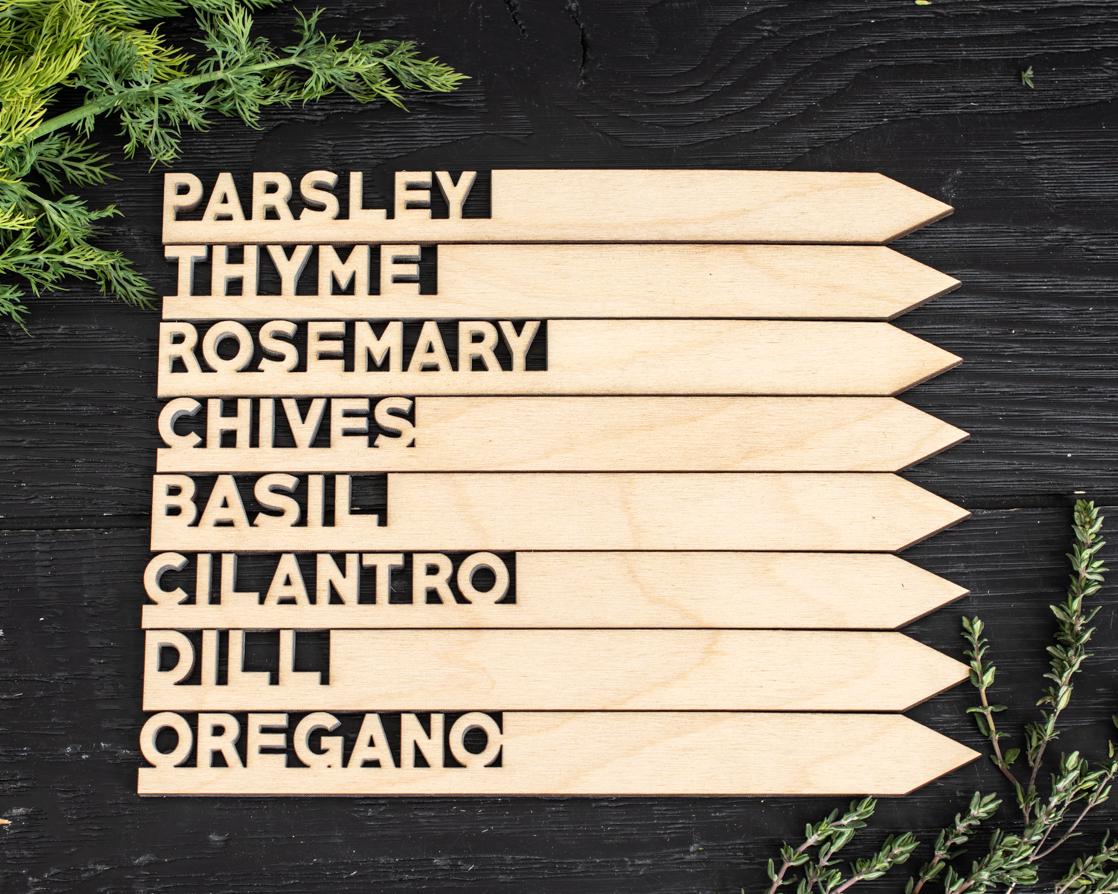 Herb Marker Set: Eco Friendly Wooden Garden Markers, Gardener Gift