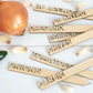 Salsa Garden Marker Set: Laser-Cut Birch Wood Plant Stakes