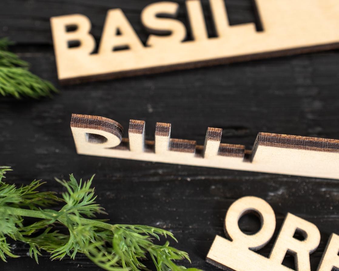 Herb Marker Set: Eco Friendly Wooden Garden Markers, Gardener Gift