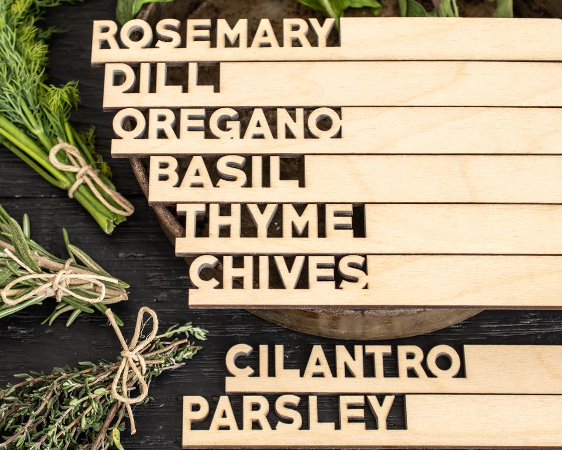 Herb Marker Set: Eco Friendly Wooden Garden Markers, Gardener Gift