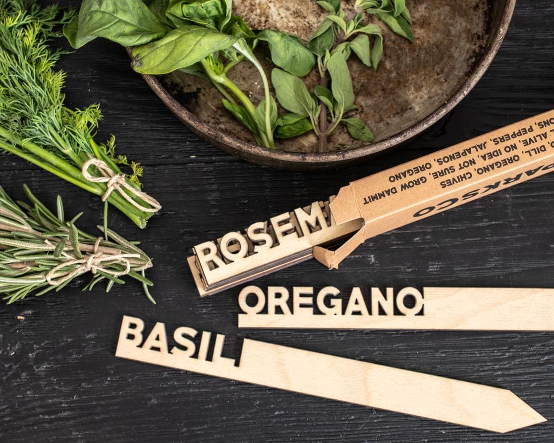 Herb Marker Set: Eco Friendly Wooden Garden Markers, Gardener Gift