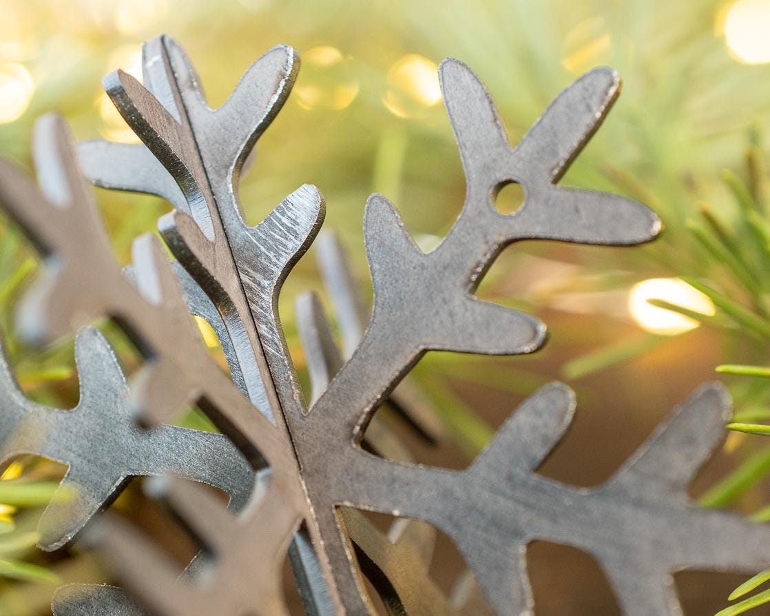 3D Metal Snowflake Ornament: Winter Holiday Decor