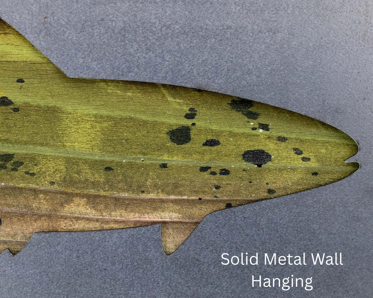 Painted Trout Metal Wall Art on Reclaimed Wood, 12.5 Inch Lodge Decor, Angler Gift, Fly Fishing Art, Fishing Cabin Decor, Fisherman Gift