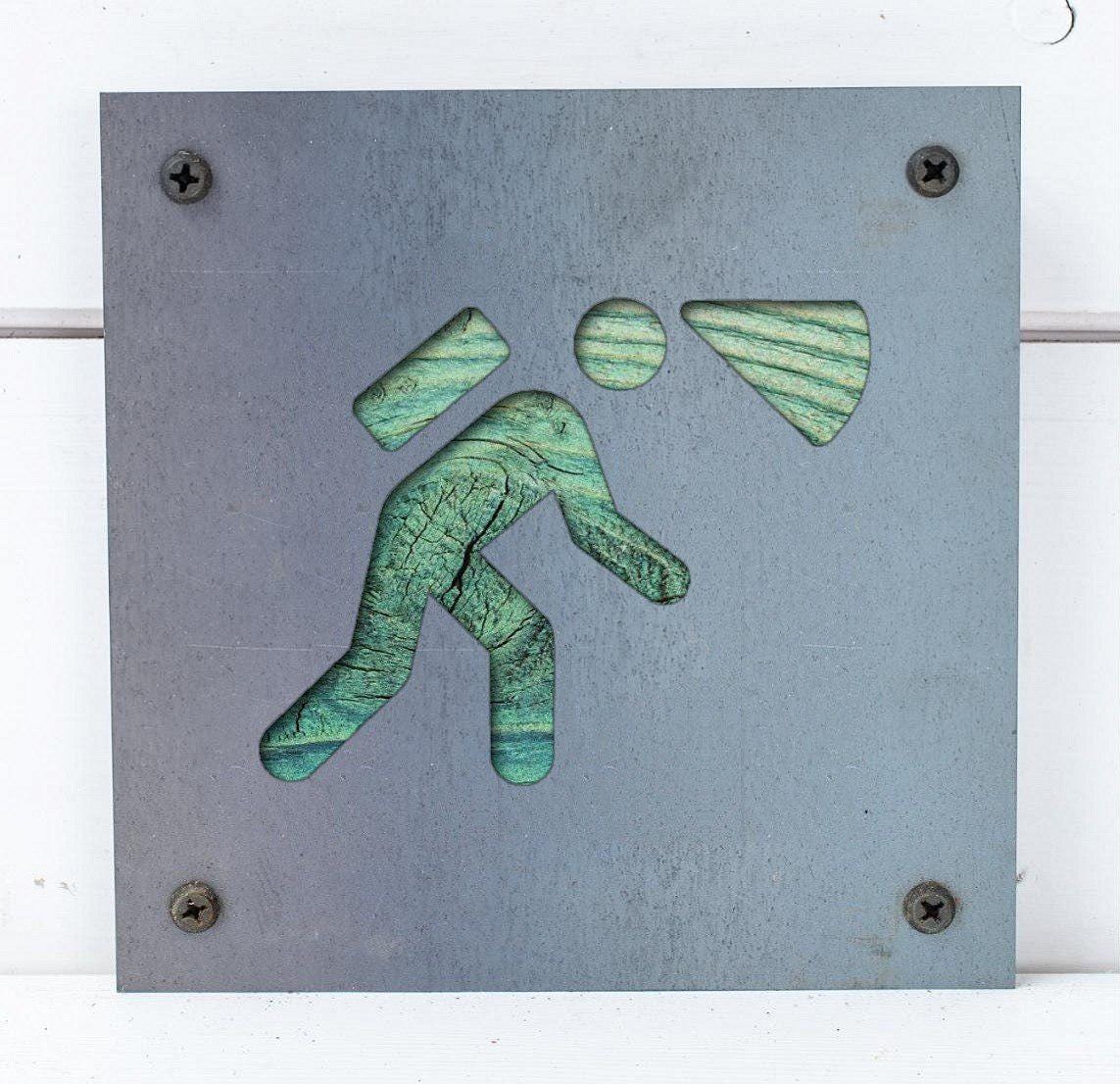 Caver Metal Wall Art on Reclaimed Wood, Spelunking Sign, Caving Gift