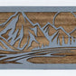 Mountain Lake Sunset Metal Wall Art on Reclaimed Wood, 12.5 Inch Cabin Decor