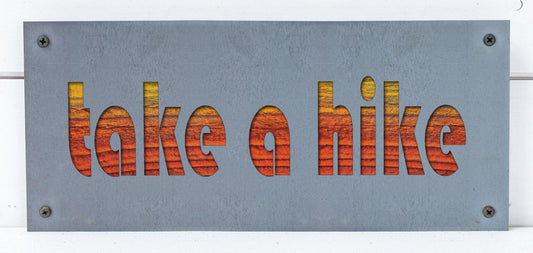 Take a Hike Metal Sign on Reclaimed Wood, 12.5 Inch Hiking Decor, Hiker Gift