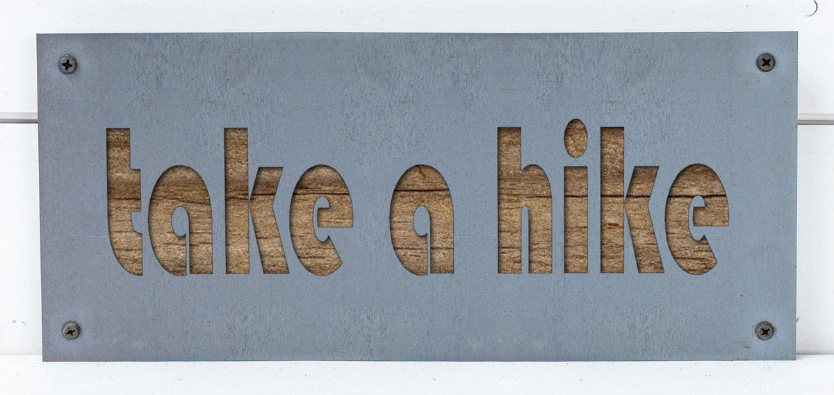 Take a Hike Metal Sign on Reclaimed Wood, 12.5 Inch Hiking Decor, Hiker Gift