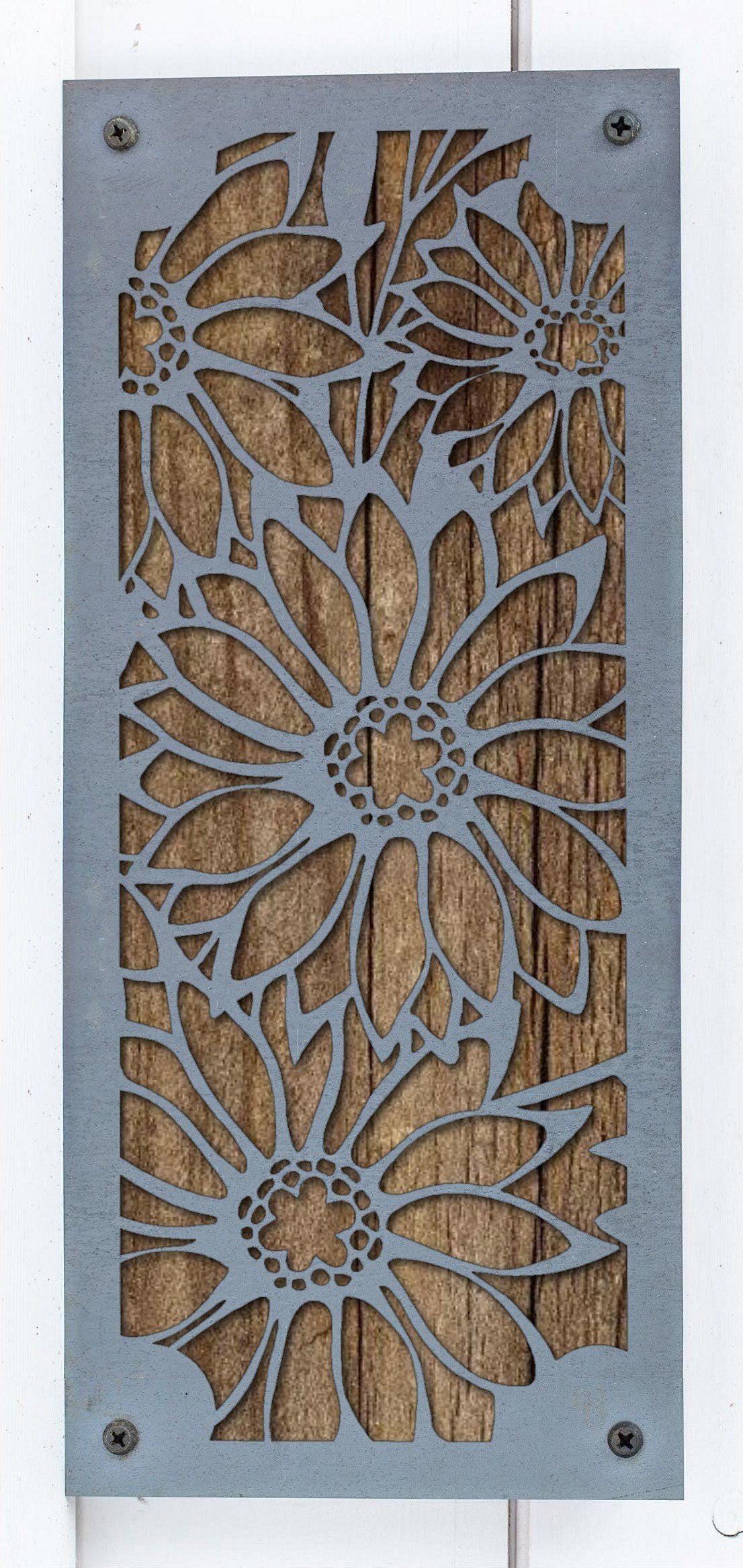 Daisy Metal Wall Art on Reclaimed Wood, Tall 12.5 Inch Flower Decor, Gift for Her