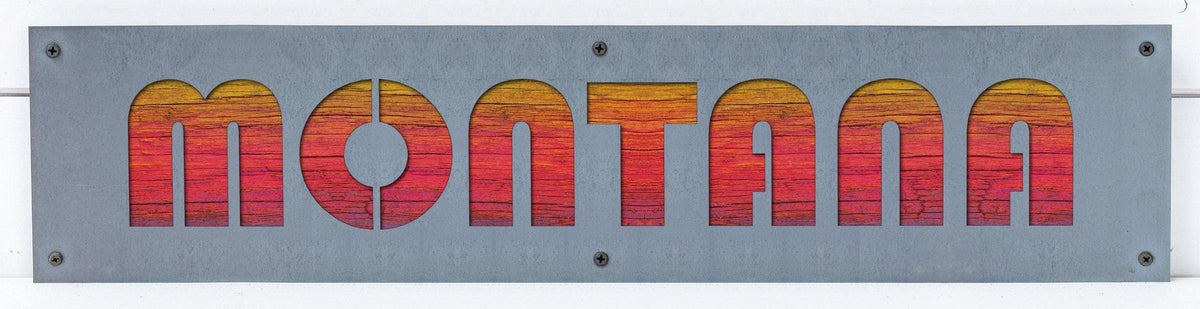 MONTANA Metal Sign on Reclaimed Wood, 24 Inch Montana Wall Art, Montana Gift