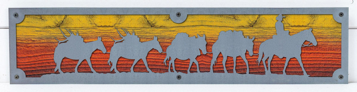 Cattle Drive Metal Wall Art on Reclaimed Wood, 24 Inch Western Ranch Decor