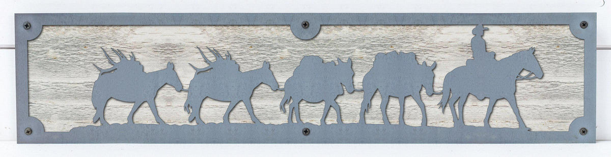 Cattle Drive Metal Wall Art on Reclaimed Wood, 24 Inch Western Ranch Decor