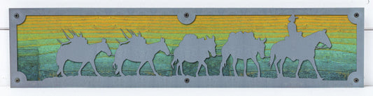 Cattle Drive Metal Wall Art on Reclaimed Wood, 24 Inch Western Ranch Decor