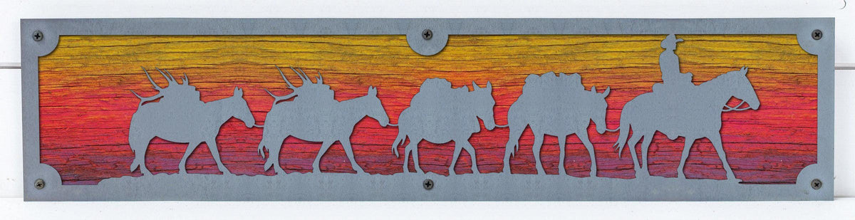 Cattle Drive Metal Wall Art on Reclaimed Wood, 24 Inch Western Ranch Decor