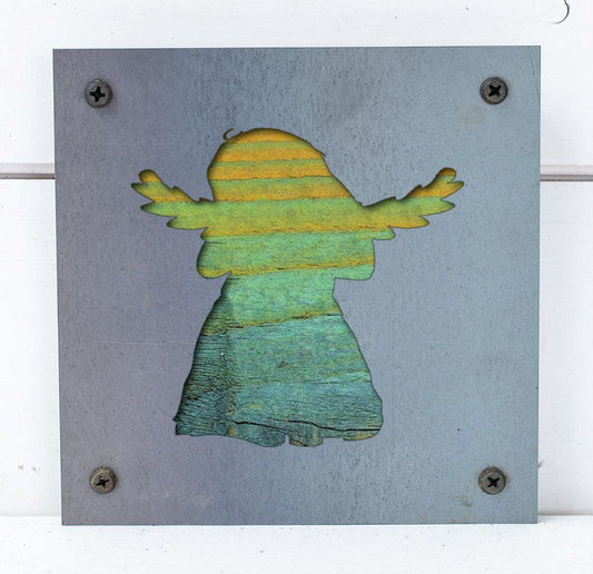 Angel Metal Wall Art on Reclaimed Wood, Guardian Angel Sign, Memorial Gift