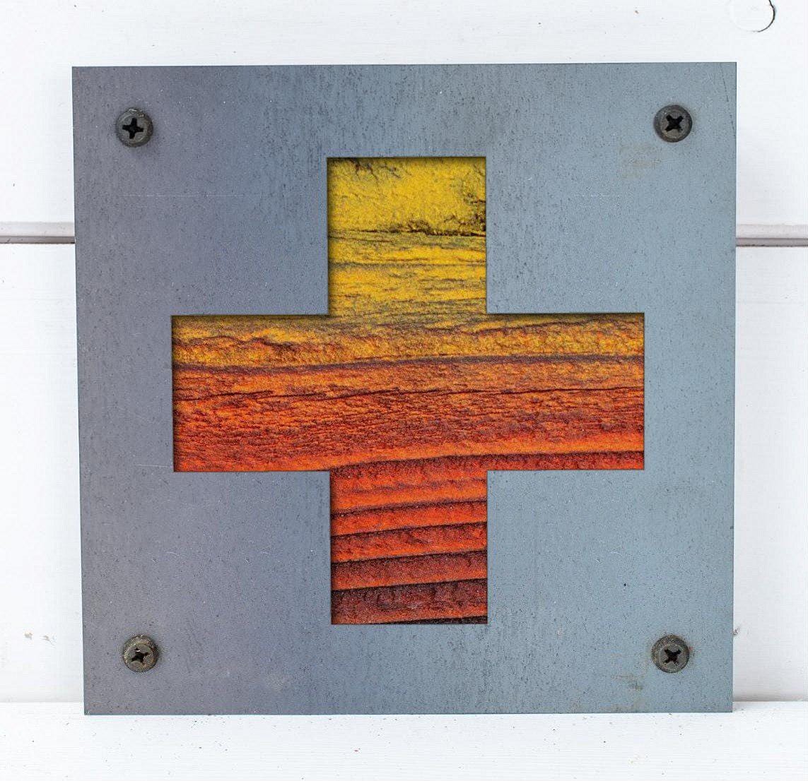 First Aid Cross Metal Wall Art on Reclaimed Wood, First Aid Kit Sign, Nurse Gift