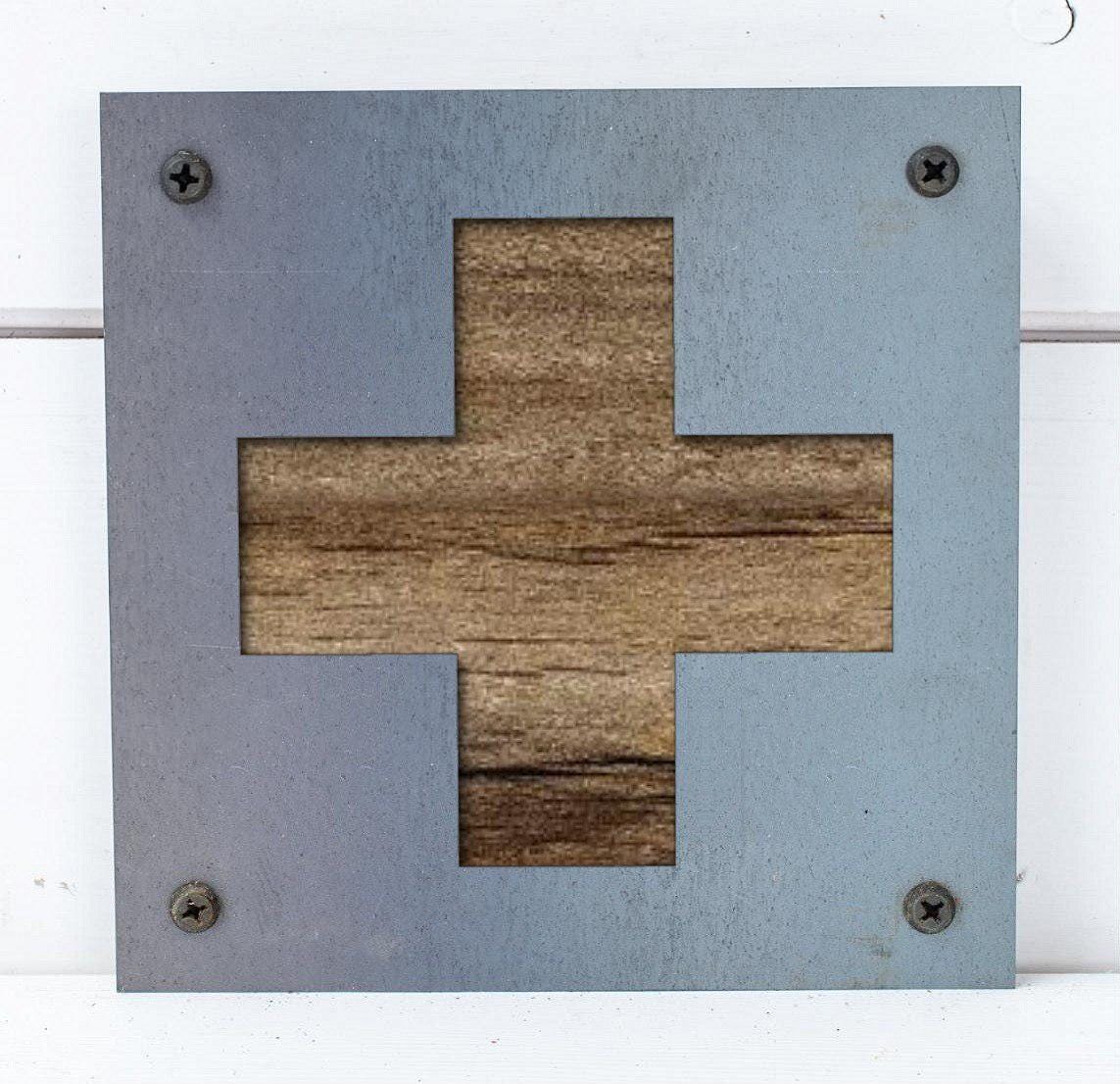 First Aid Cross Metal Wall Art on Reclaimed Wood, First Aid Kit Sign, Nurse Gift