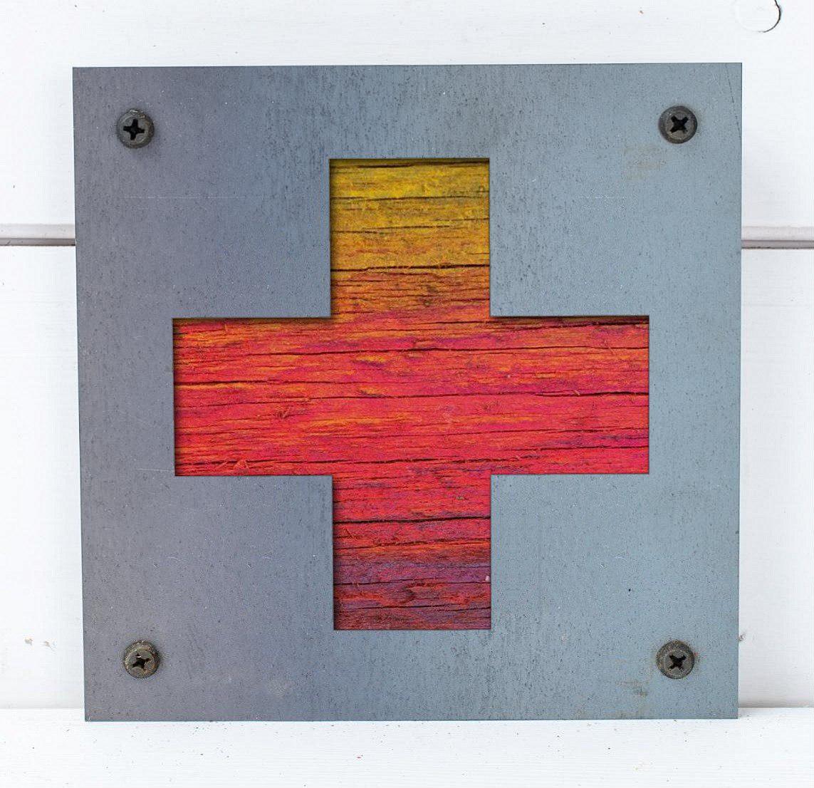First Aid Cross Metal Wall Art on Reclaimed Wood, First Aid Kit Sign, Nurse Gift