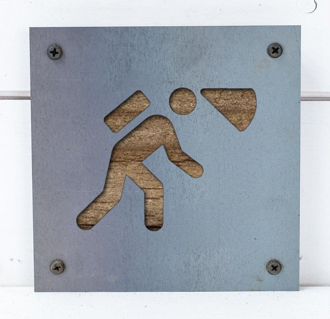 Caver Metal Wall Art on Reclaimed Wood, Spelunking Sign, Caving Gift