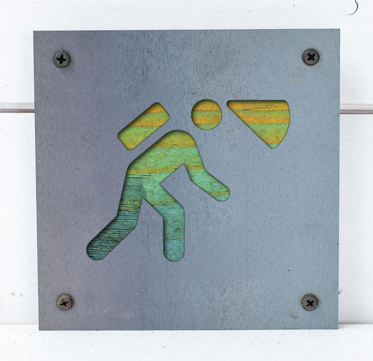 Caver Metal Wall Art on Reclaimed Wood, Spelunking Sign, Caving Gift