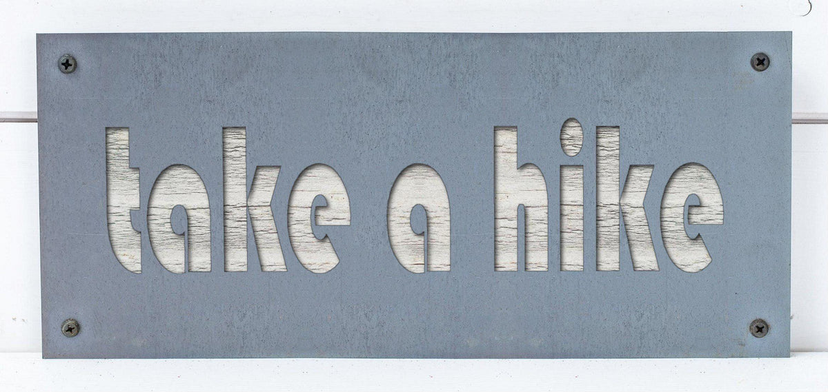 Take a Hike Metal Sign on Reclaimed Wood, 12.5 Inch Hiking Decor, Hiker Gift