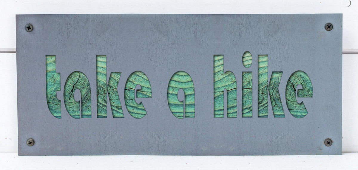 Take a Hike Metal Sign on Reclaimed Wood, 12.5 Inch Hiking Decor, Hiker Gift