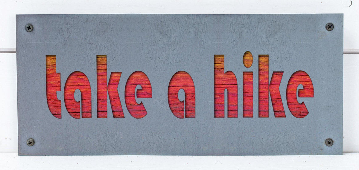Take a Hike Metal Sign on Reclaimed Wood, 12.5 Inch Hiking Decor, Hiker Gift