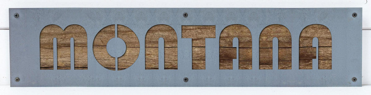 MONTANA Metal Sign on Reclaimed Wood, 24 Inch Montana Wall Art, Montana Gift