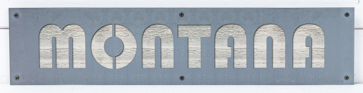 MONTANA Metal Sign on Reclaimed Wood, 24 Inch Montana Wall Art, Montana Gift