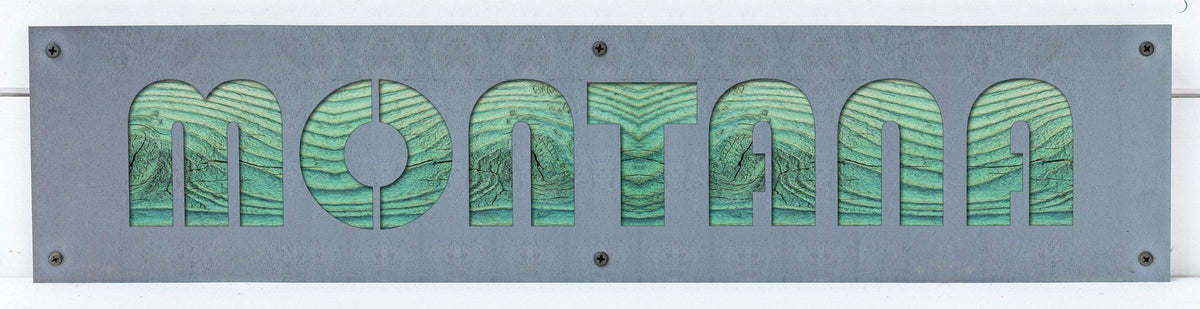 MONTANA Metal Sign on Reclaimed Wood, 24 Inch Montana Wall Art, Montana Gift