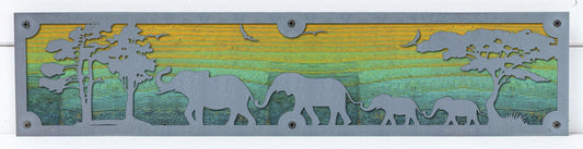 Elephant Family Metal Wall Art on Reclaimed Wood, 24 Inch Safari Decor