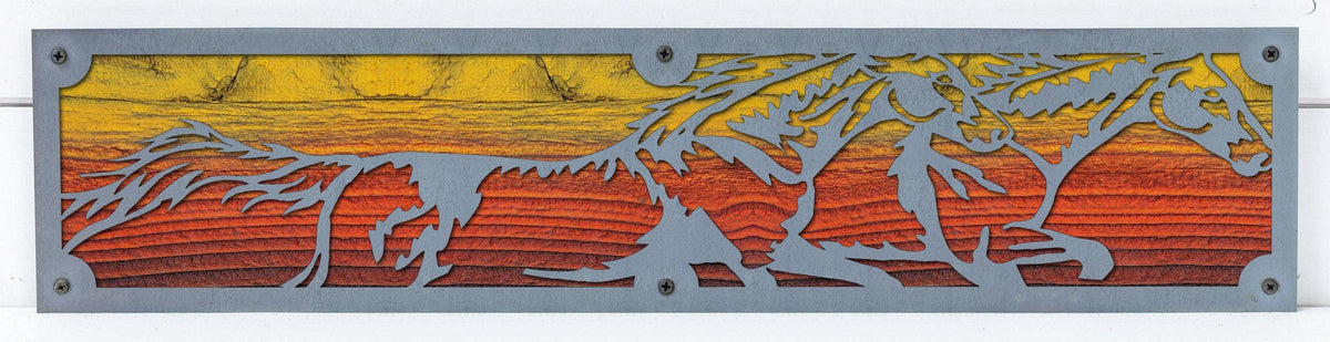 Running Horses Metal Wall Art on Reclaimed Wood, 24 Inch Western Decor