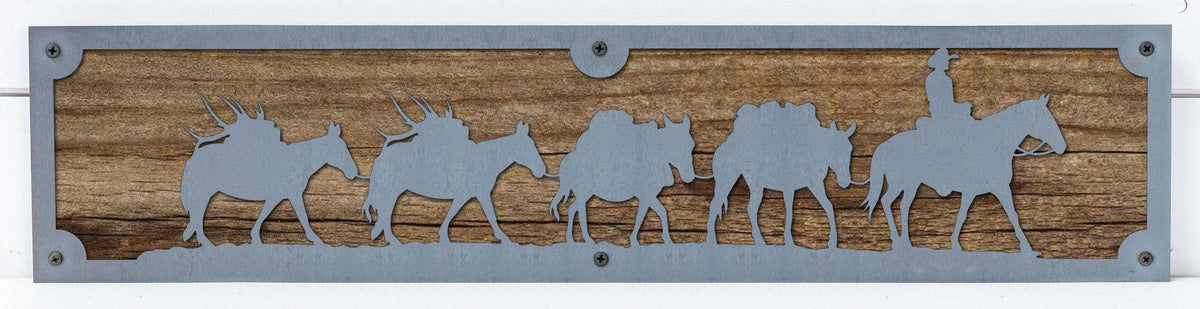Cattle Drive Metal Wall Art on Reclaimed Wood, 24 Inch Western Ranch Decor