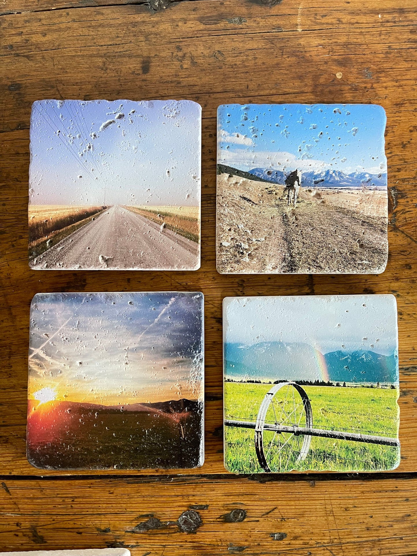 Country Sunset Farmhouse Coaster, Western Decor, Fathers Day Gift