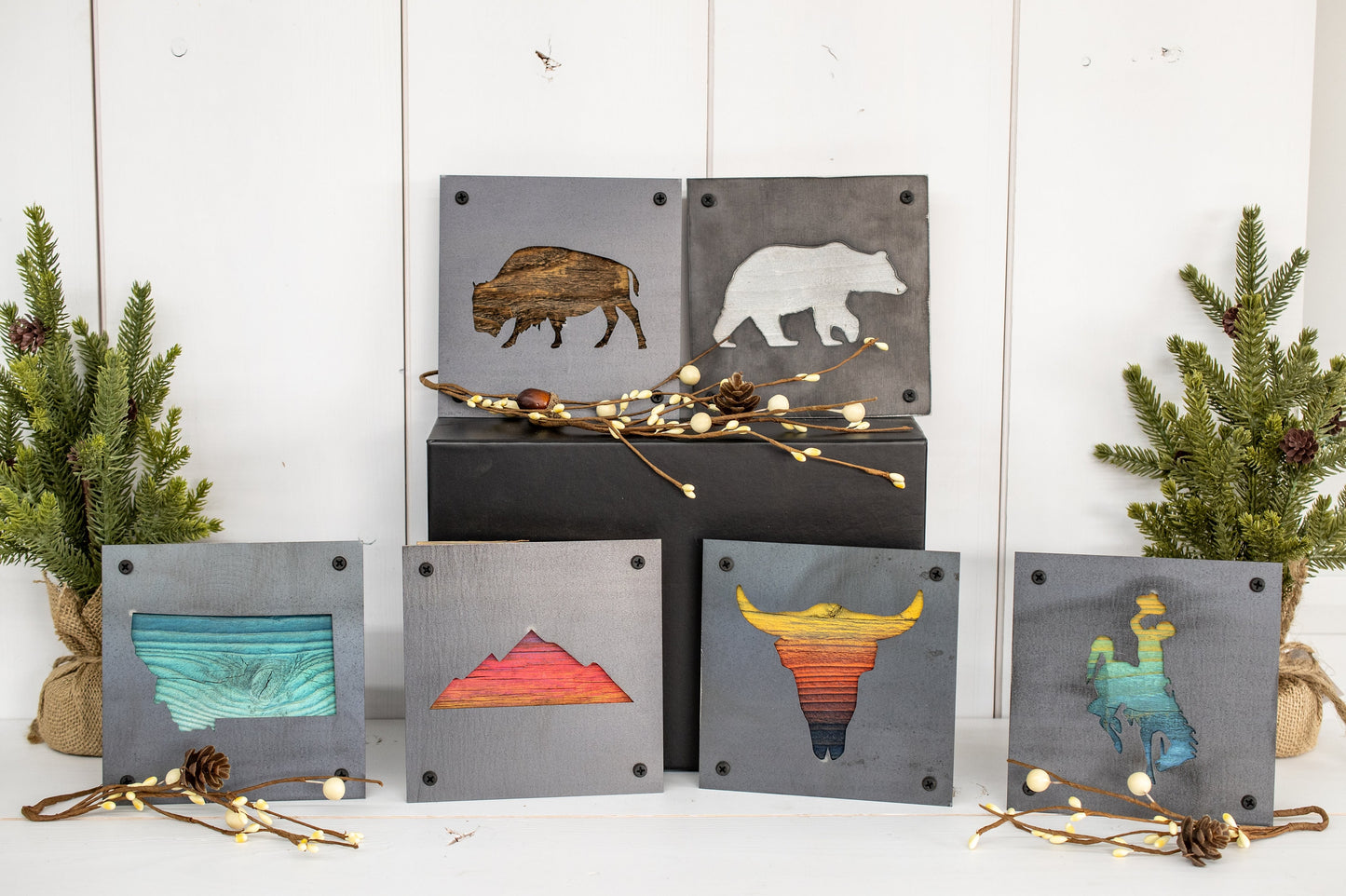 Mountains and Tree Wall Decor, Mountain Metal Art