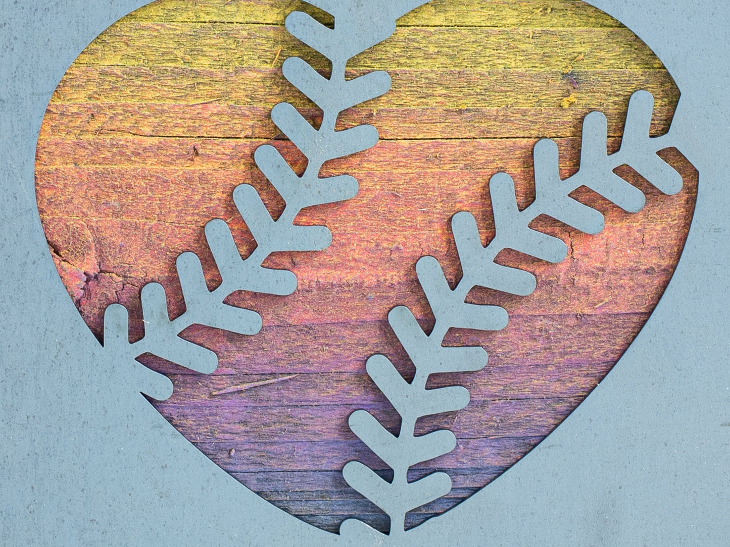 Baseball, Softball Heart Metal Art