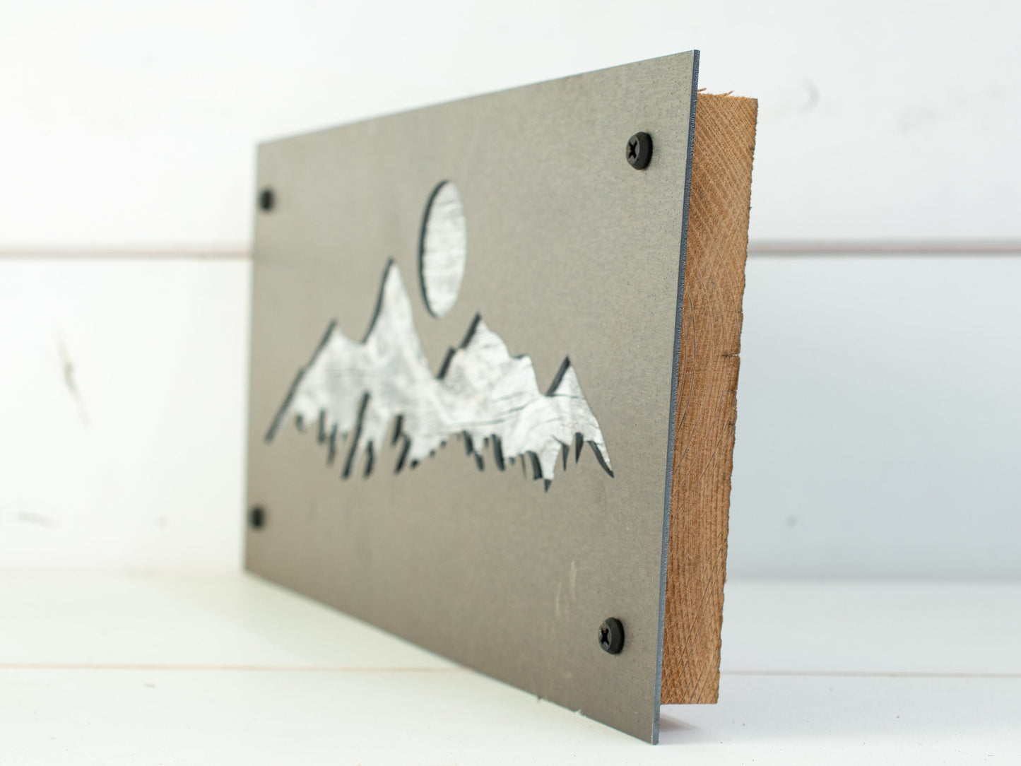 Reclaimed Wood & Metal Mountain Wall Art: Rustic Decor