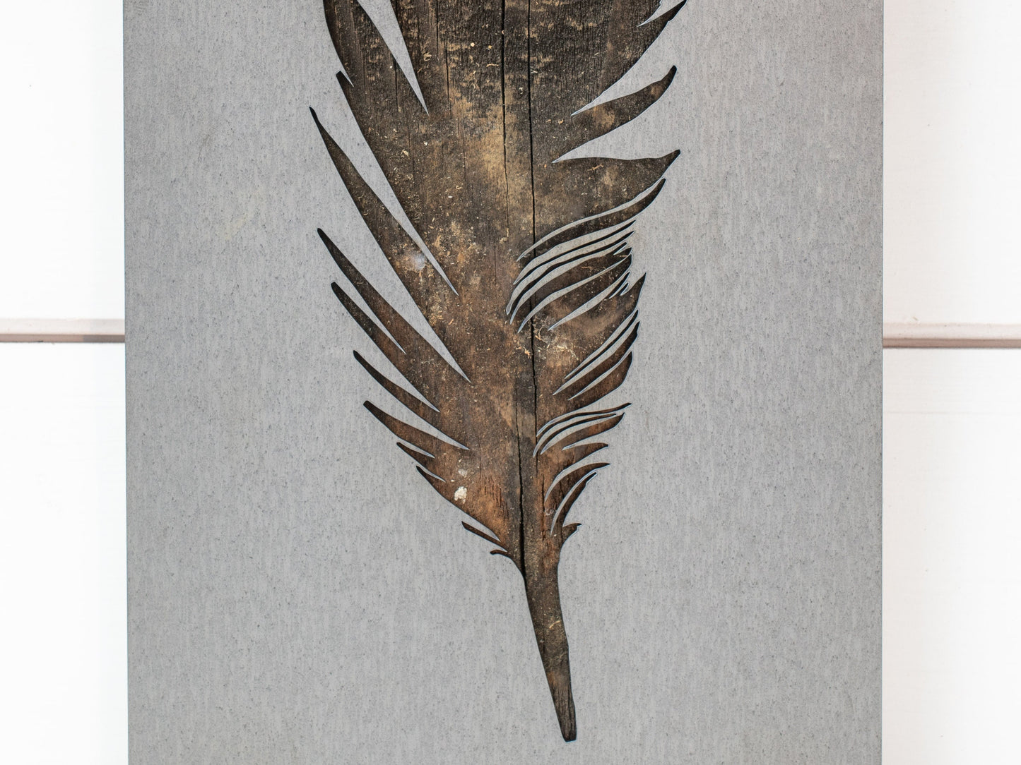 Metal and Wood Feather Wall Decor