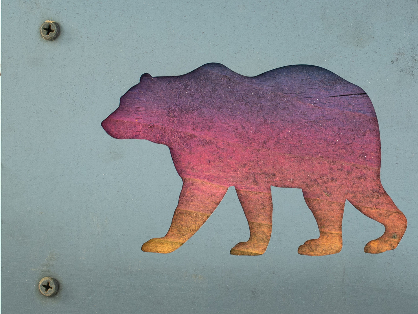 Bear Family Wood and Metal Wall Decor, Metal Art, Bears