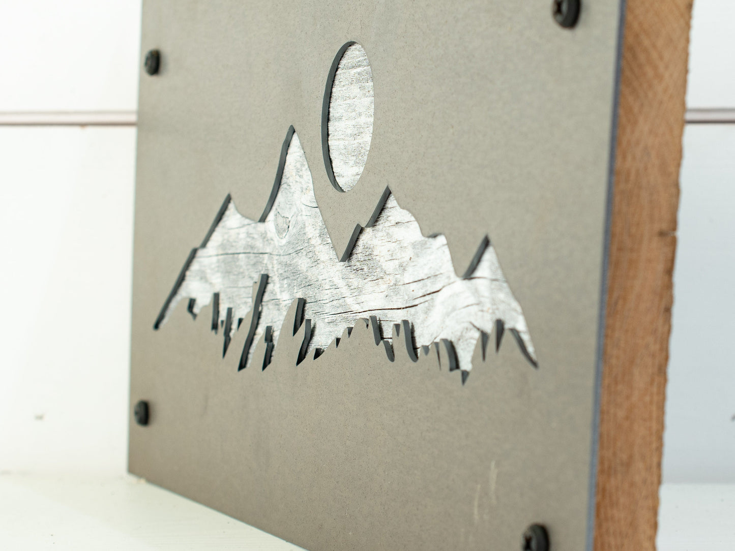 Reclaimed Wood & Metal Mountain Wall Art: Rustic Decor